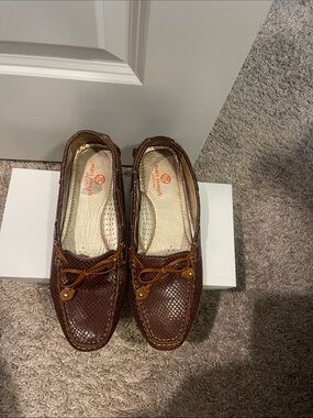 Marc Joseph Brown Textured Leather Bow Loafers